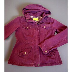 Prince & Fox Hooded Utility Jacket Women's Small Burgundy Cotton Canvas Anorak